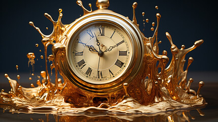 Golden Clock splashing in time