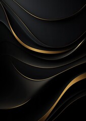 Luxury black overlapping layers background with gold