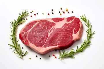Fresh Raw Steak on Clean White Background