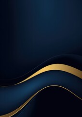 Modern abstract dark blue gold curve shape on dark background