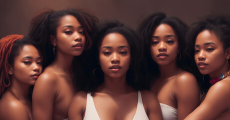 Obraz premium A diverse group of women, each with their own unique story and perspective, standing unapologetic in their power and strength.