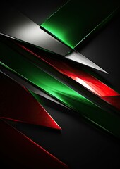 Overlapping layers of 3D green red silver fray luxury