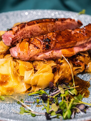 Duck fillet at the restaurant