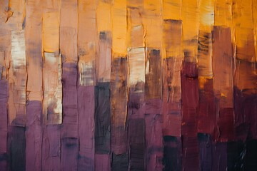 秋用の油絵の抽象背景バナー）紫とワインレッドとオレンジの縦縞