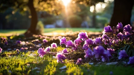 Fototapeten beautiful lavender with morning light. © banthita166