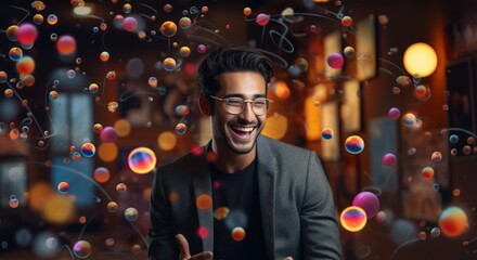 Asian Man Social Media Manager Job Professional Backdrop Generative AI