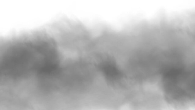 floating dark fog, smoke, clouds effect on white background
