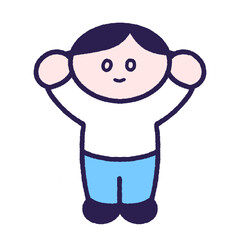 シンプルな楽しそうに両手をあげる男の子