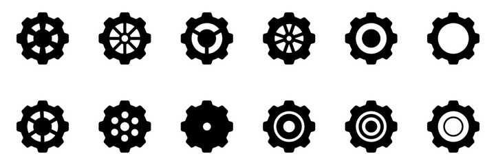 Gears icon set. Setting gears icon. Collection of mechanical cogwheels. Simple Gear wheel collection. Gear icons. Vector illustration with cogwheels sign set.