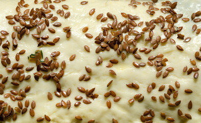 Flax seeds in yeast dough.