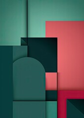 Vector green pink background Simple shapes On dark