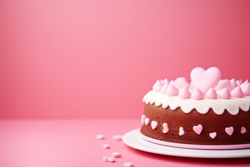 Fondo para San Valentin con una tarta y un corazón,  con espacio para texto. 