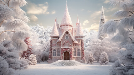 Fototapeta premium christmas fairy house with decorations