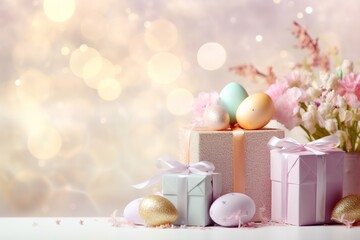 Easter Pastel Background with Delightful Presents