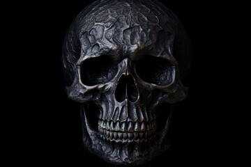 Black skull on dark backdrop