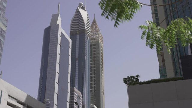 Tall skyscrapers in the Dubai International Financial Center in the UAE 10.11.2022