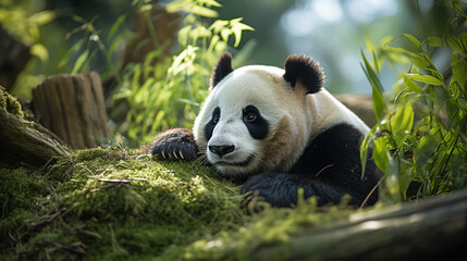 Fototapeta premium animal cute panda in the forest