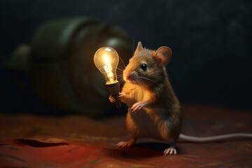 a small rodent holding a light source. Generative AI