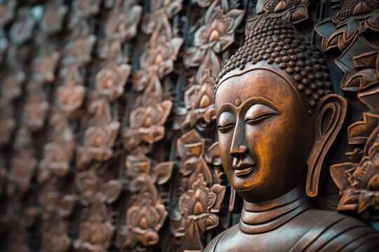 Buddha sculpture recounts Buddha s history on Thai temple wall
