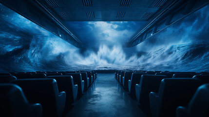 movie theater in the night With real waves