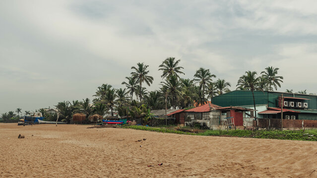 Calangute beach and fishing boats. Goa. India.