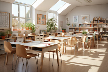 interior of a classroom in school