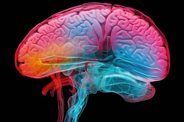 Color MRI image of brain in head