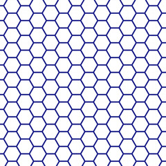 Geometric hexagon shape seamless pattern.White polygon repeat pattern isolated on blue background.Vector illustration graphic background wallpaper.