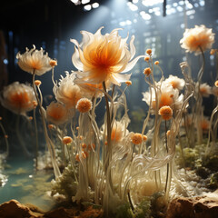 orange anemone flower - obrazy, fototapety, plakaty