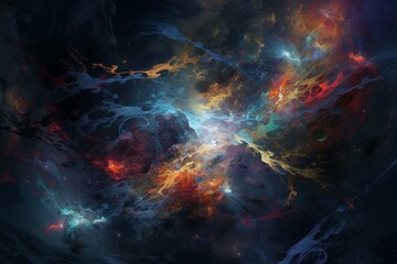 chaotic cosmic scene. Generative AI