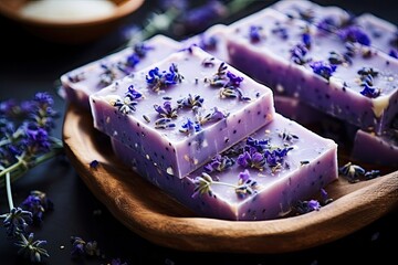 Naklejka na ściany i meble Lavender infused handmade soap with sea salt