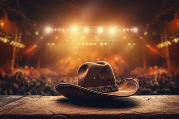 Tuinposter Live concert or rodeo with country music festival vibes featuring cowboy attire © The Big L