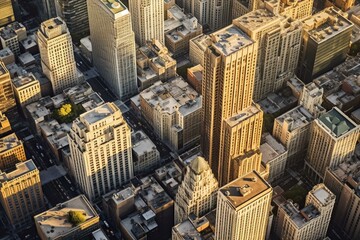 Fototapeta na wymiar Aerial view of architecture and skyscrapers. Generative AI