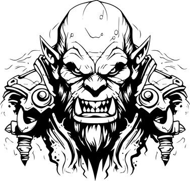 Dungeons and Dragons Orc Icon - Fantasy, Adventure, Exciting, Mystical - Generative AI Art Image - SVG