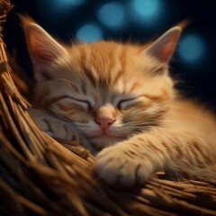 Fototapeta na wymiar Sleeping kitten Lullaby for the baby