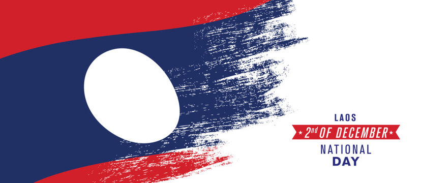 Laos happy national day greeting card, banner vector illustration.