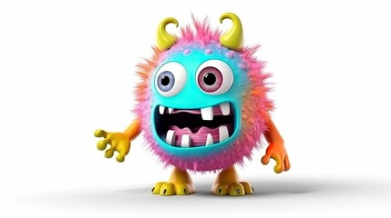 Colorful monsters with white background. Funny ai generated monsters.
