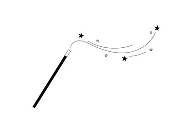 Fototapeta premium Magic Wand with Stars. Magical tricks concept vector.