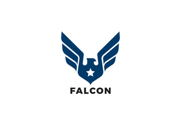 Eagle Wings Logo Vintage Luxury Heraldic design style Vector. Falcon Hawk Flying Soaring Silhouette Logotype cobncept icon.