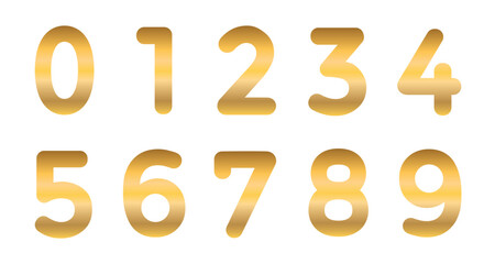 Golden number font set, modern gold numbers button - stock vector - obrazy, fototapety, plakaty