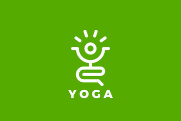 Yoga Logo Lotus Poses Abstract Geometric Design vector icon template.