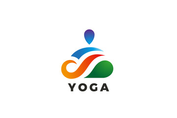 Yoga Logo Lotus Pose Abstract Colorful Design vector template.