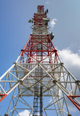 The telecommunication tower building at Kosmaj mountain, Serbia, close up