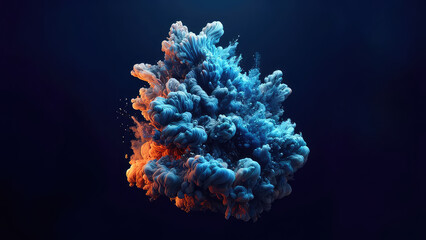 fusion of vibrant blue and orange dust combining together in a mesmerizing display