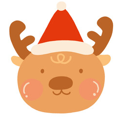 Cute Reindeer sticker Christmas or New Year's illustration 
