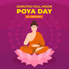 Fototapeta na wymiar Duruthu Full Moon Poya Day. The Day of Srilanka illustration vector background. Vector eps 10