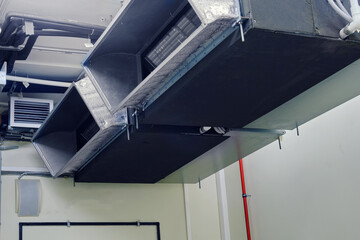 System of ceiling industrial air conditioners for server room cooling