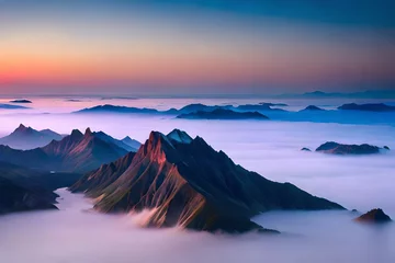 Foto auf Glas sunrise over the mountains © Sofia Saif