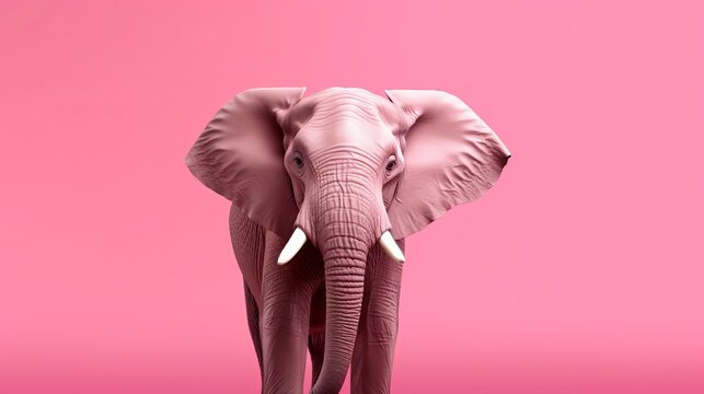 African elephant on pink background.