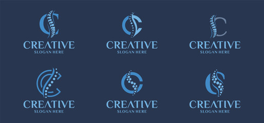 chiropractic logo. Spine health symbol, spine medical logo